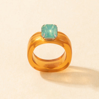 Transparent acrylic resin ring, retro ins style diamond design