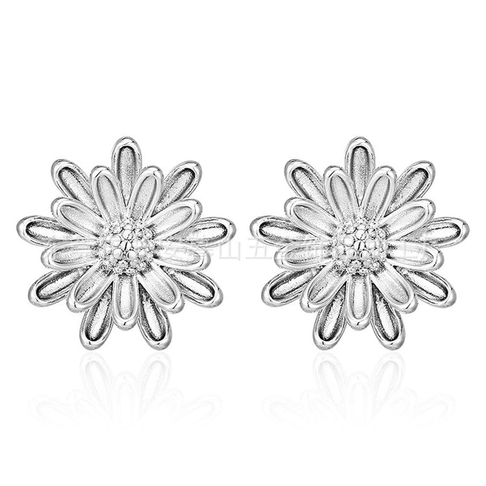 Chrysanthemum stainless steel earrings for women light luxury gold plated 18K earrings