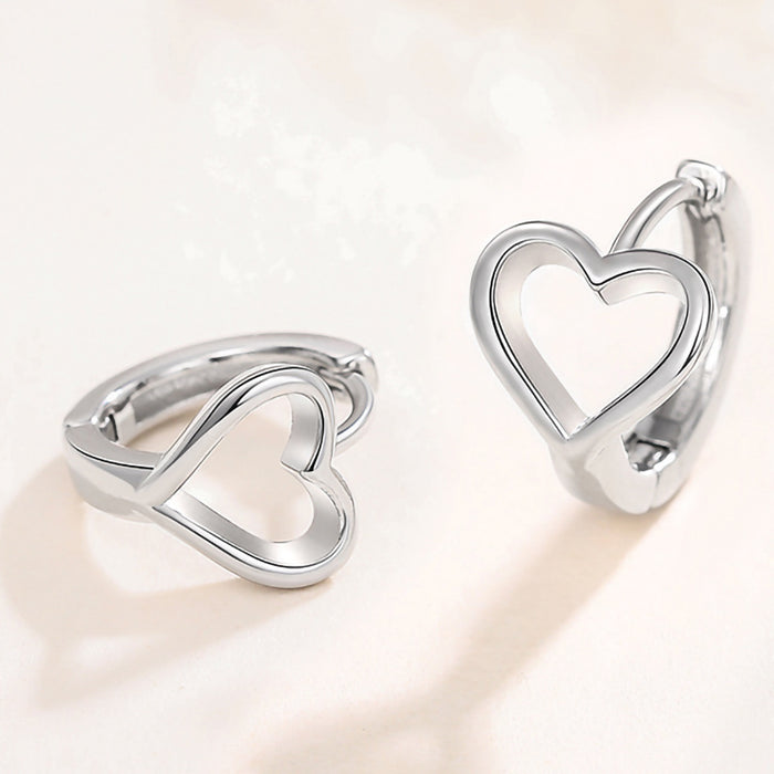 Korean style temperament ear clip heart earrings hollow metal sweet earrings for women