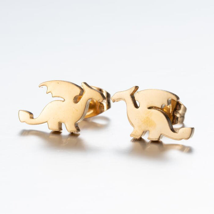 Dinosaur Stainless Steel Stud Earrings - Fun and Creative Jewelry with a Playful Design