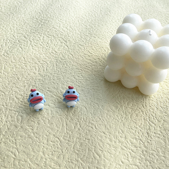 Ugly and cute sausage mouth earrings, chicken and big mouth monkey earrings