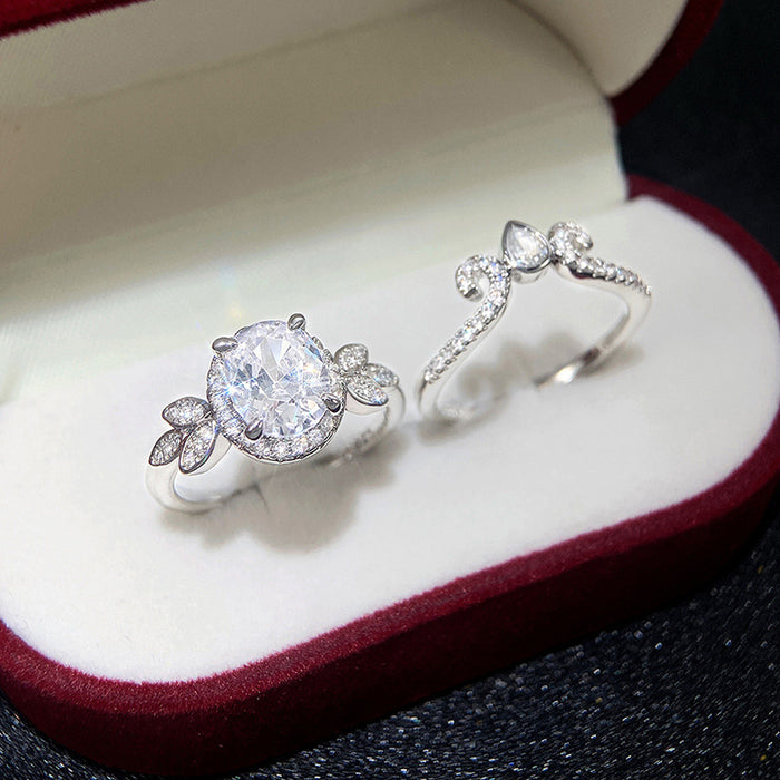 Simulated diamond crown ring princess temperament ring