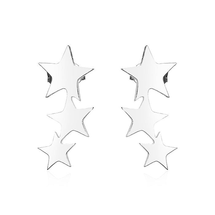 Five-pointed star stainless steel earrings 18K gold simple personality earrings