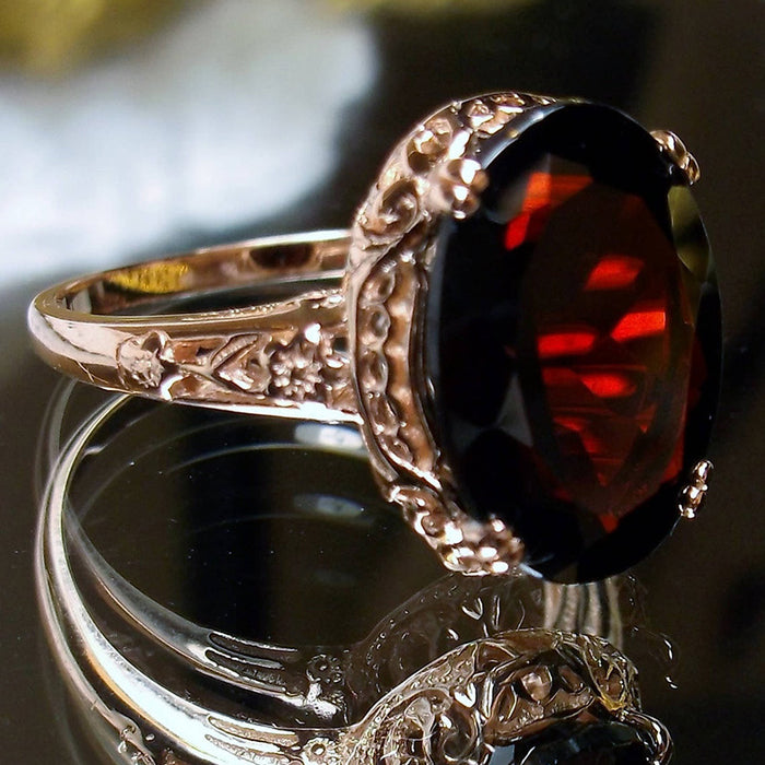 Anillo de lujo para eventos empresariales estilo palacio retro con circonita roja