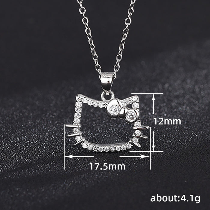 Birthday Gift Hollow Cat Bow Sweater Chain Necklace