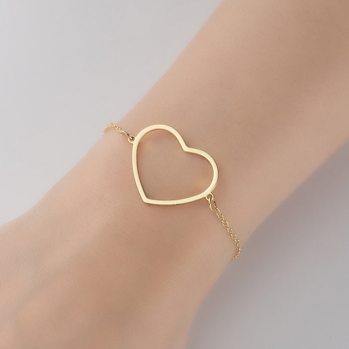 Hollow geometric love pendant bracelet, simple fashion jewelry wholesale