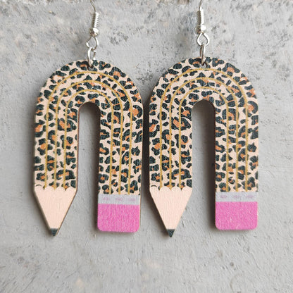 Wooden u pencil earrings