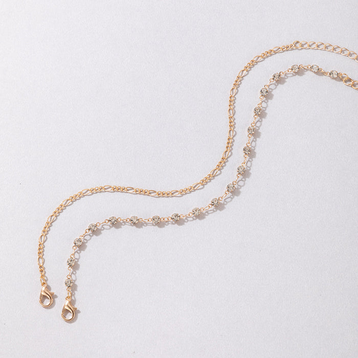 Crystal Double-Layer Anklet with Simple Chain Design