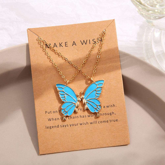 Bohemian style alloy colorful butterfly necklace