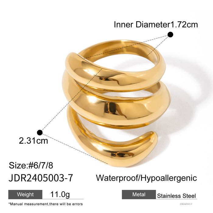 Exquisite 18K Gold Plated Stainless Steel Ring with Braided Detail