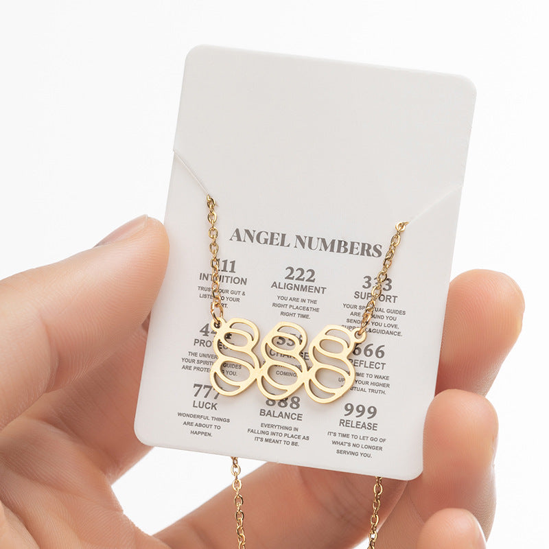 Angel Number Sweater Chain, Vintage 000-999 Stainless Steel Pendant Necklace Wholesale - wallojewerly 