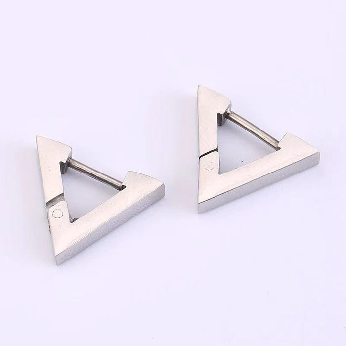 Japanese and Korean titanium steel triangle earrings for men and women punk style personalized stainless steel earrings