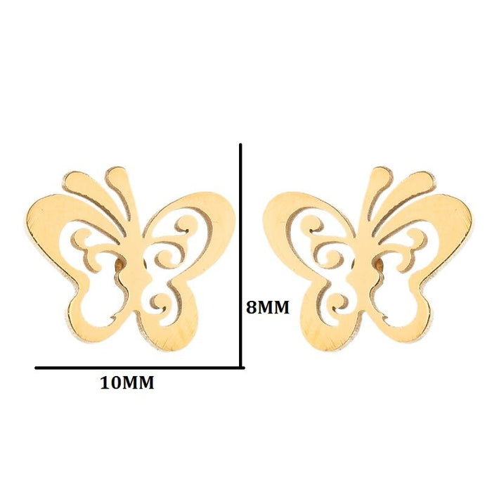 Butterfly earrings, double stainless steel female models small fresh hollow Korean style wings Yiwu small commodity wholesale