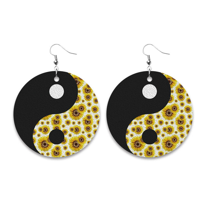 Pendientes creativos de Taiji y girasol con diseño de girasol para venta al por mayor