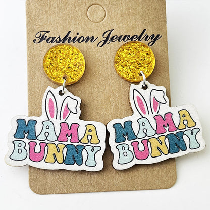 Easter Forest Bunny Earrings with Western Teacher and Mom Sports Designs