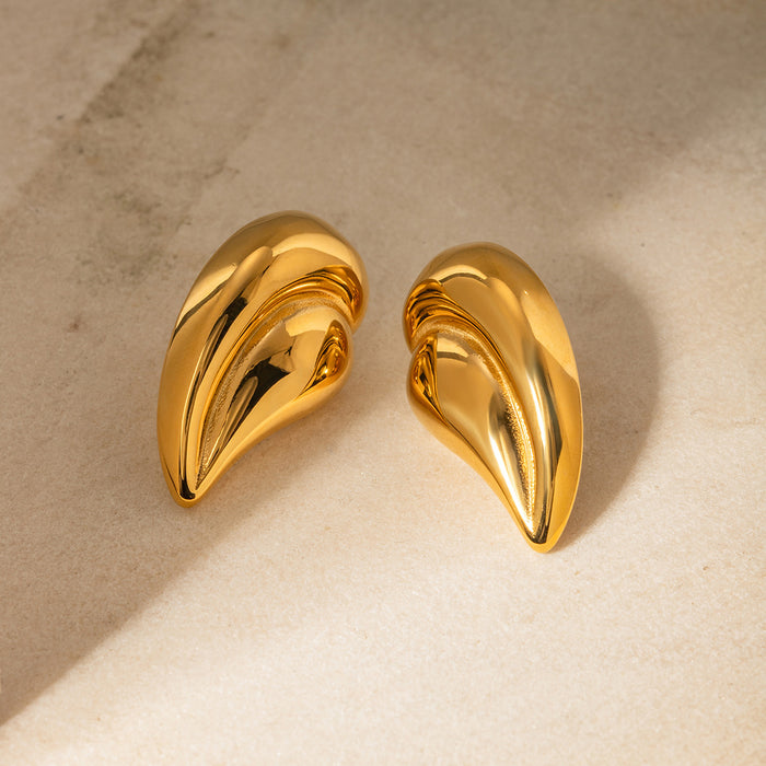 2024 Spring/Summer New 18K Gold Stainless Steel Textured C-Shaped Earrings - High-End Jewelry for Women