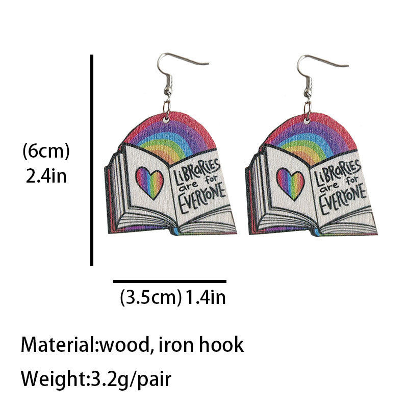 Wooden school earrings