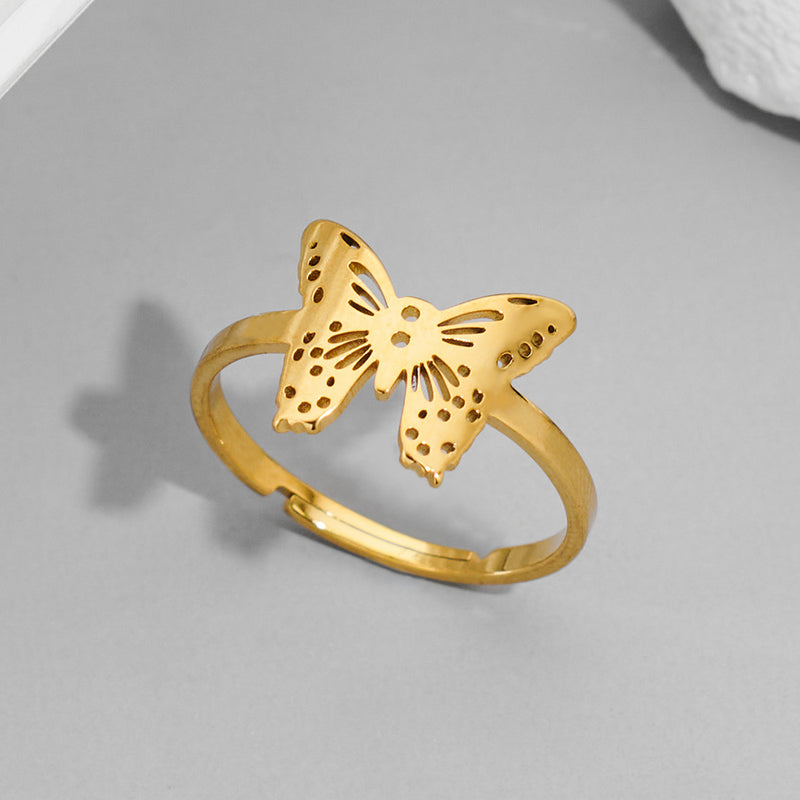 Anillos de doble mariposa, anillos de acero inoxidable abiertos que no se decoloran al por mayor