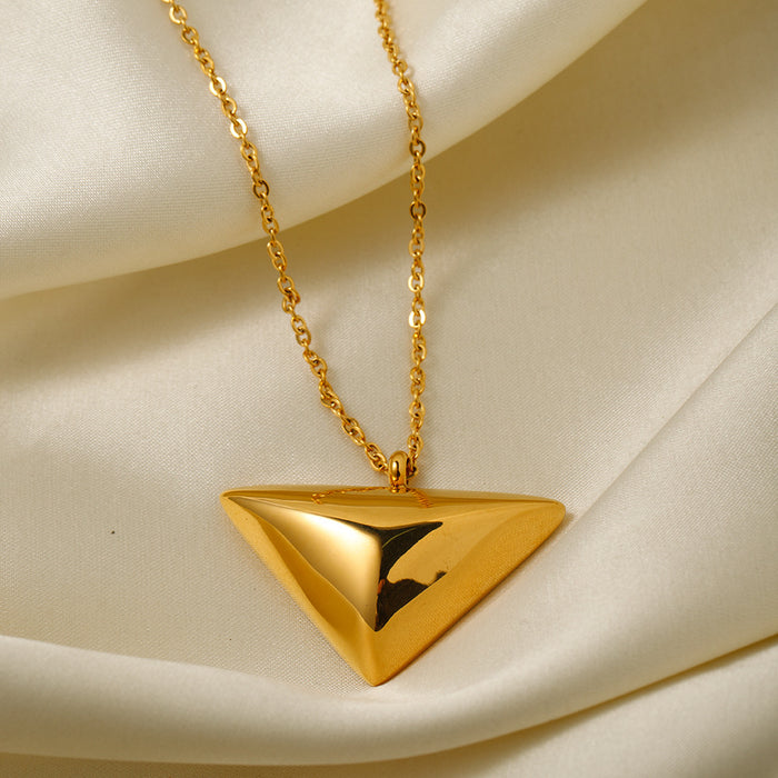 18K Gold-Plated Stainless Steel Triangle Pendant Necklace - Minimalist Designer Jewelry