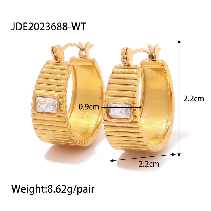 2024 18K Gold Stainless Steel Banana-Shaped Earrings - Titanium Steel Studs for Cross-Border Sales