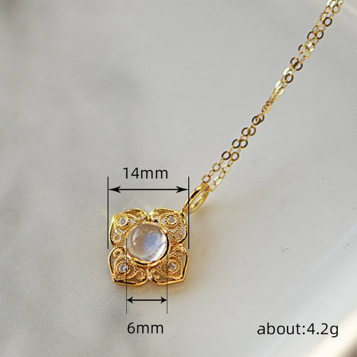 Four-leaf clover hollow pendant earrings vintage set