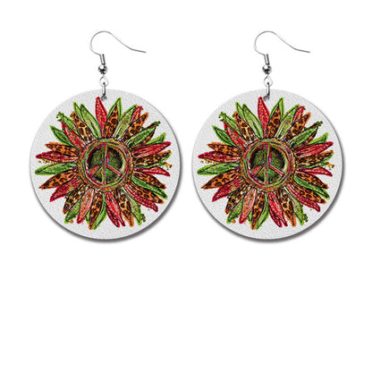 Christmas PU Leather Earrings with Plaid, Reindeer, and Santa Teardrop Design