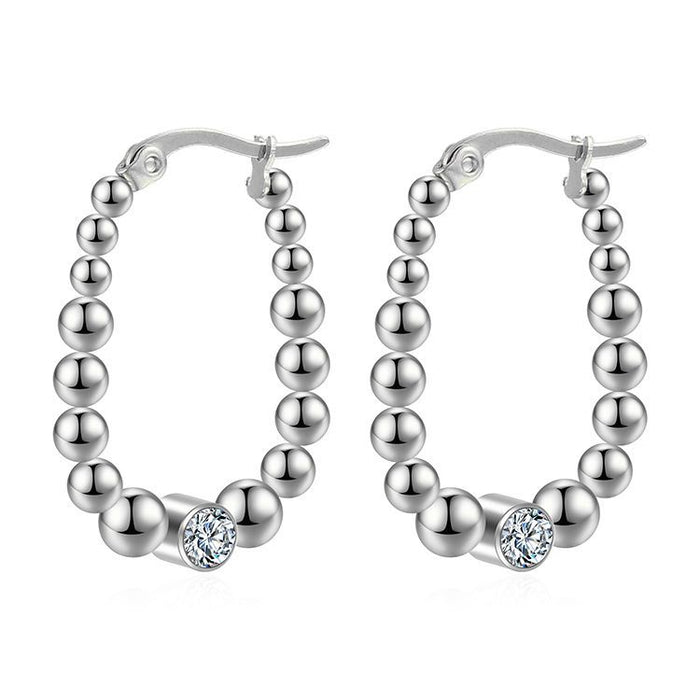 Steel Bead Earrings 18K Gold Stainless Steel Simple Retro Design