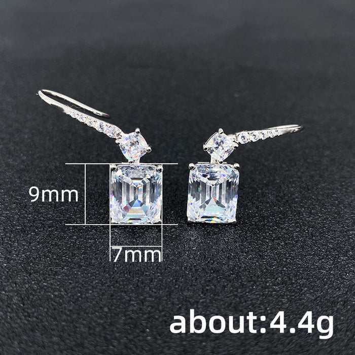 Square diamond pagoda earrings light luxury niche ladies earrings