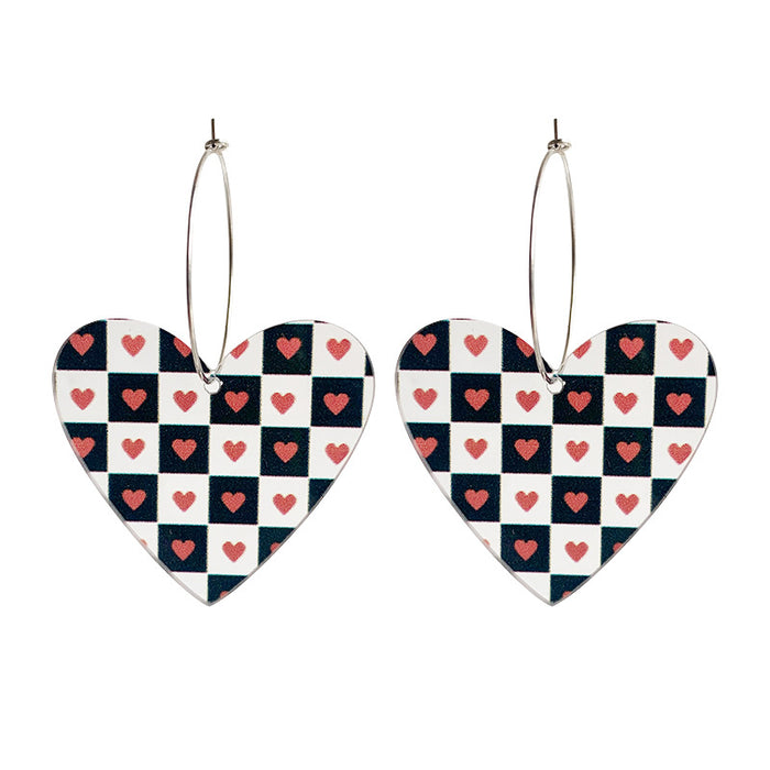 Love Striped Acrylic Earrings