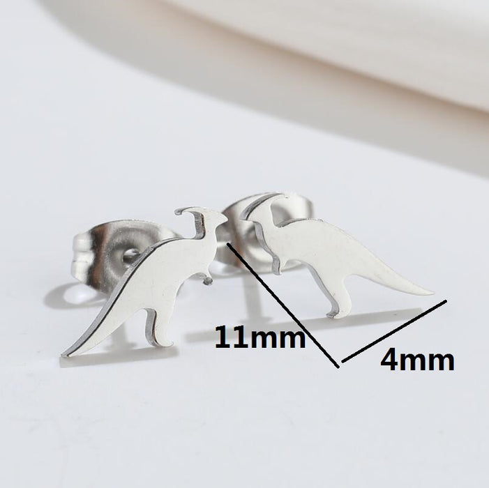 Dinosaur Stainless Steel Stud Earrings - 18K Gold Plated Animal Jewelry