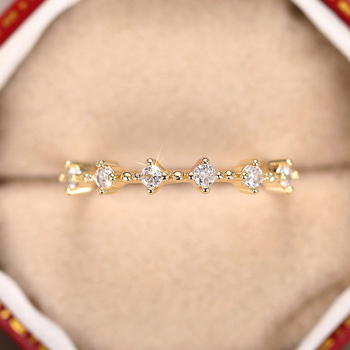 Women's Korean style light luxury zircon diamond stacking index finger ring