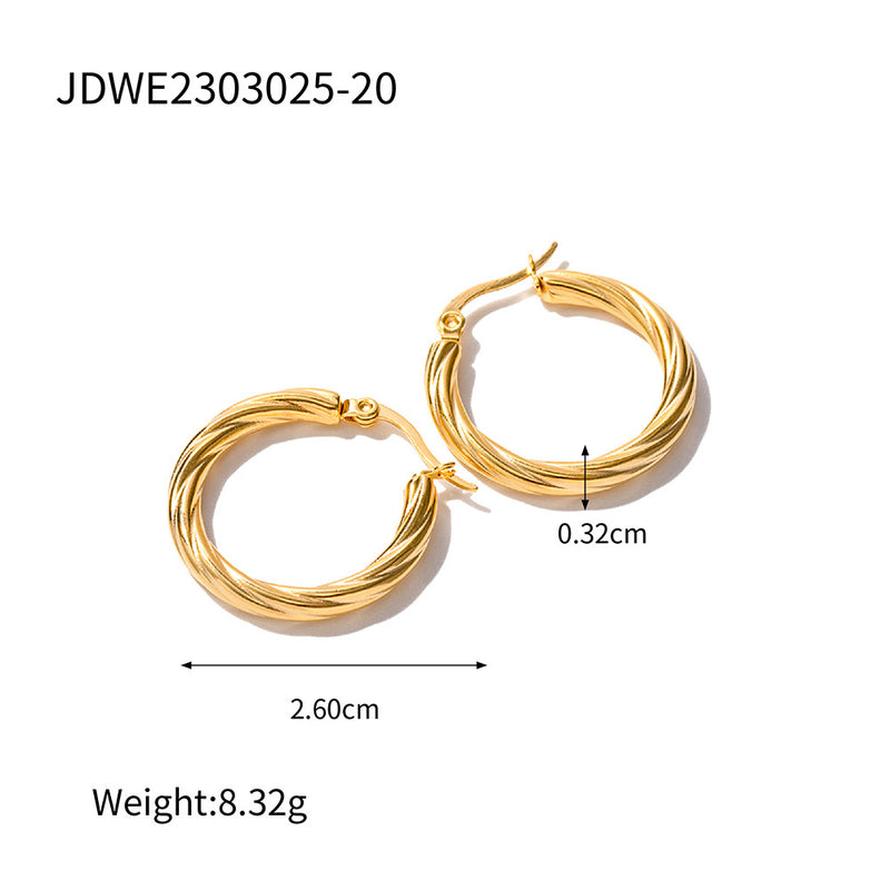 18K Gold Plated Stainless Steel Cross Earrings - Unique Design with Glossy Finish - wallojewerly 