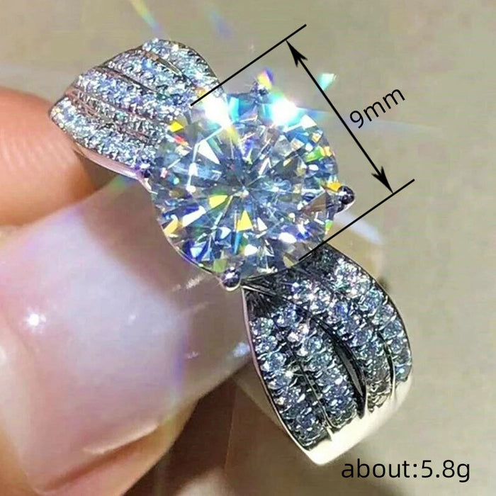 Anillo redondo de lujo para mujer, moderno anillo con brazo oscilante con diseño de cielo estrellado