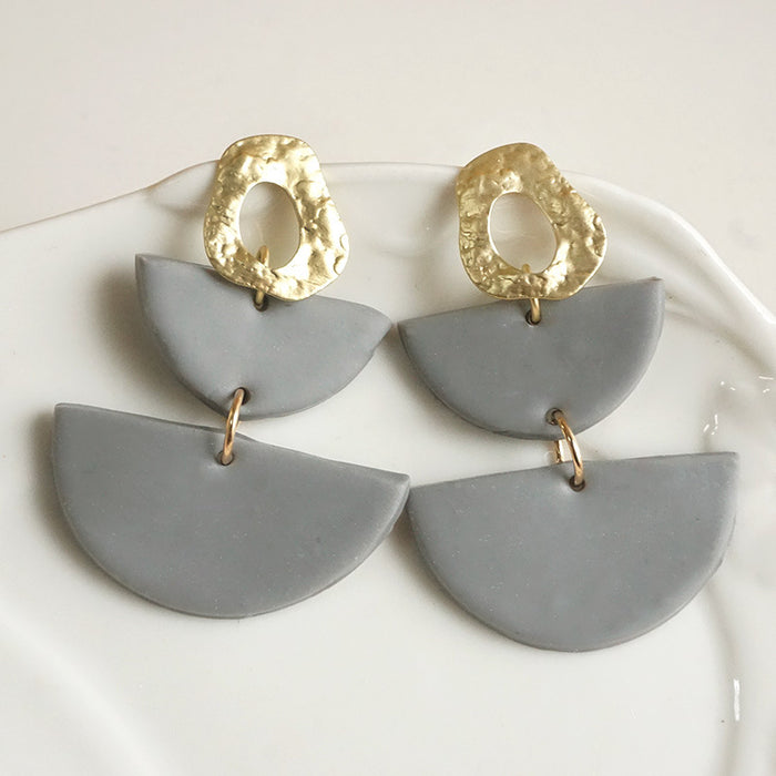 Trendy Geometric Half-Moon Metal Clay Earrings - DIY Inspired Modern Jewelry