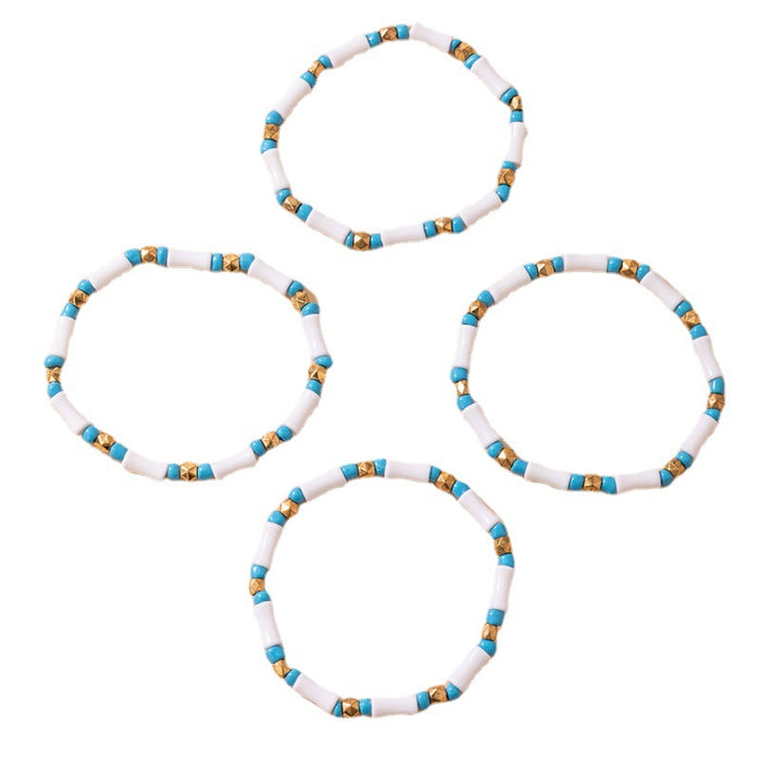 Bamboo Bead Multi-Layer Bracelet - Geometric Minimalist Bracelet Set