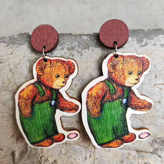 Wooden bear earrings