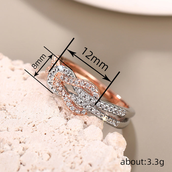 Women's two-tone micro-inlaid zircon ring