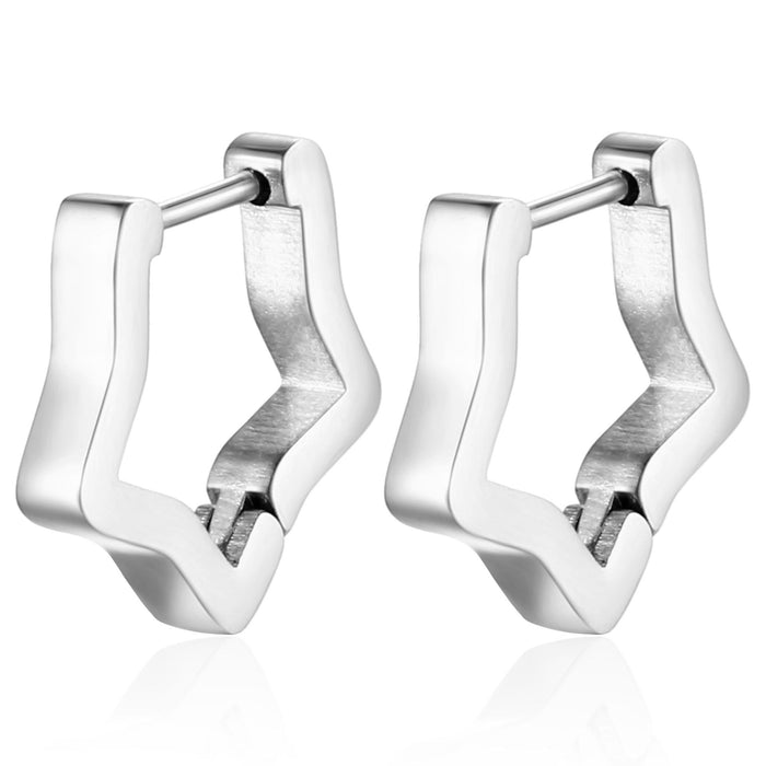 Five-pointed star stainless steel earrings for men and women geometric titanium steel earrings