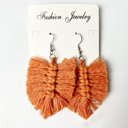 Bohemian Tassel Earrings with Wooden Design for Wedding and Gifts