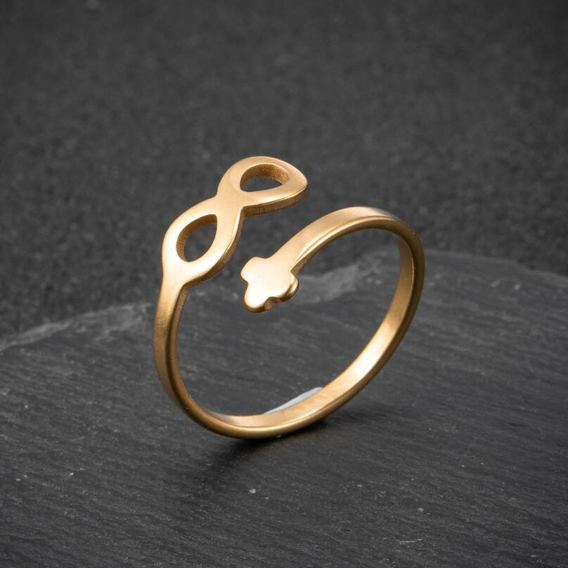Korean couple cross ring, geometric eight-character open ring wholesale