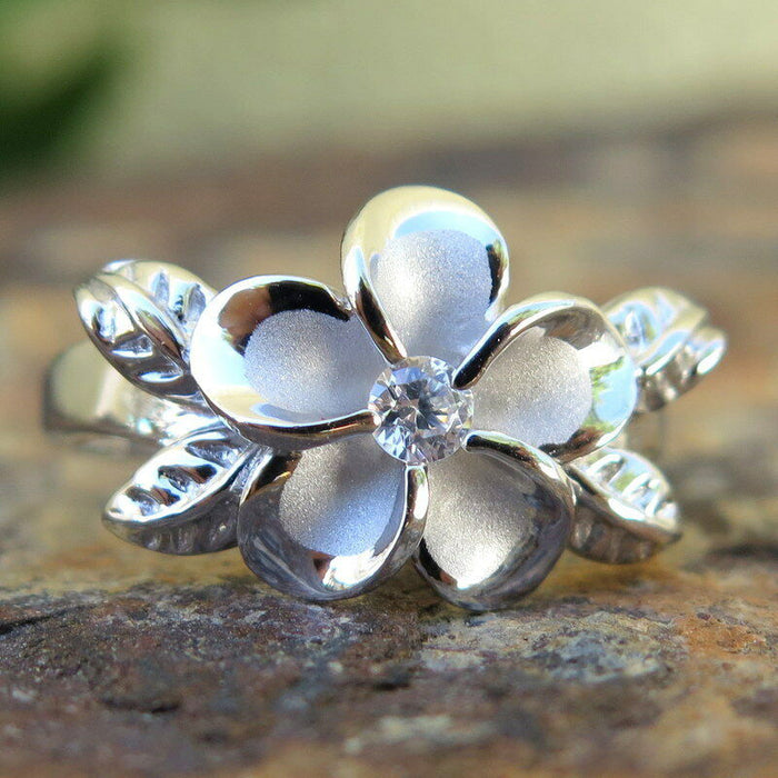 Anillo de flores con circonitas retro francesas para mujer, anillo con personalidad que combina con todo