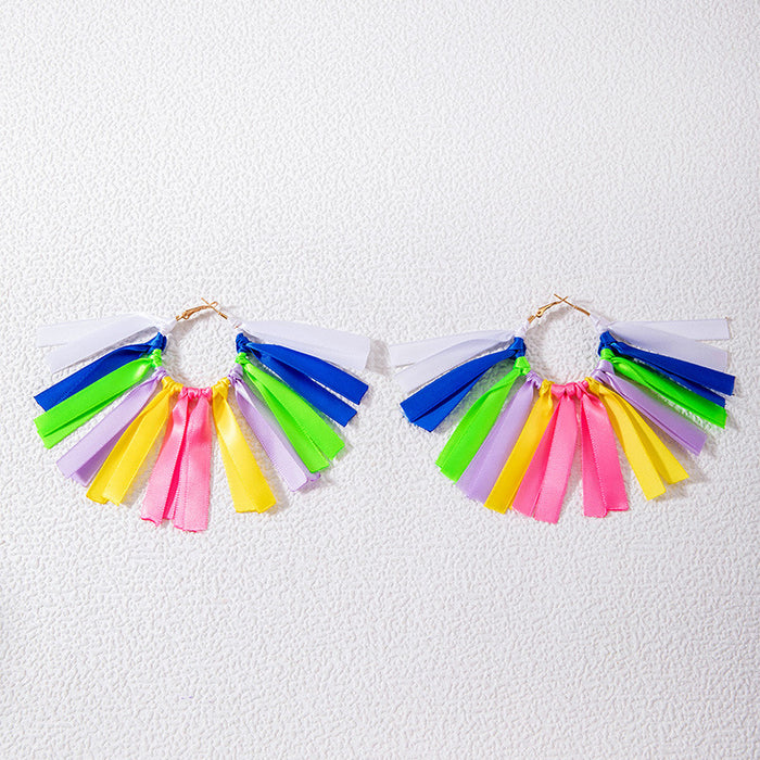 Dopamine colorful ribbon earrings holiday style earrings