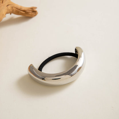 Eco-Friendly Alloy Curved Fan Hair Tie and Clip Set - Simple Elegant Three-Ring Hair Accessories