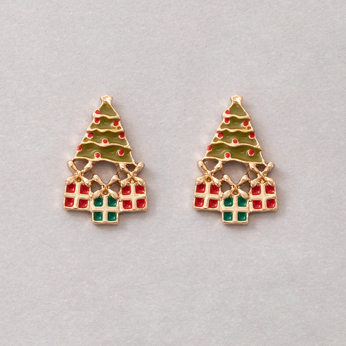 Pendientes de calcetines rojos y verdes con forma de árbol de Navidad, pendientes creativos de casa de alce navideño