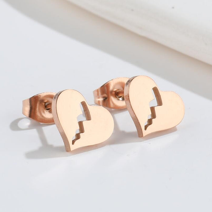 Key lock earrings, Korean and Japanese style sweet new geometric heart-shaped moon asymmetrical earrings wholesale