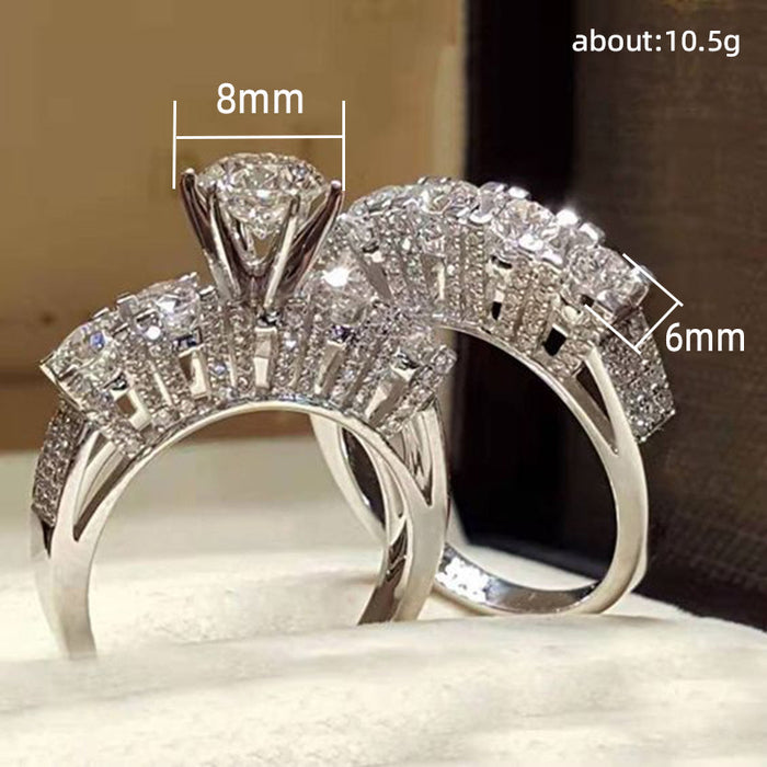 Creative two-piece zircon ring, European and American couple wedding ring