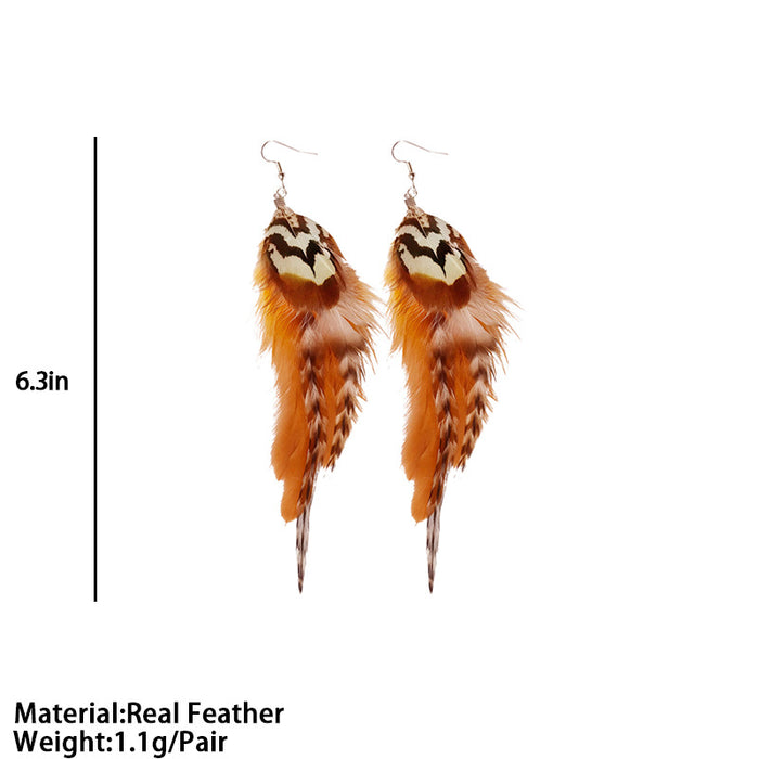 Creative Natural Feather Earrings with Wild Bohemian Vintage Style