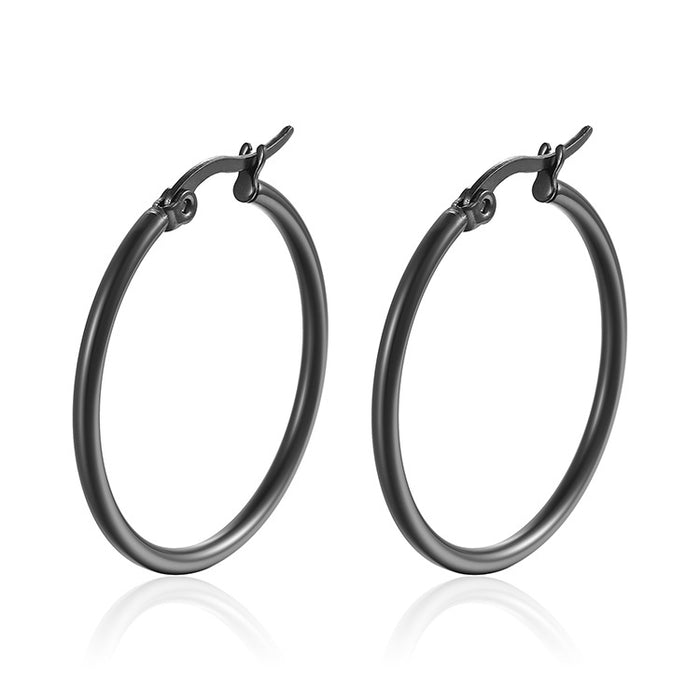 Gold titanium steel round wire earrings simple trendy exaggerated stainless steel earrings