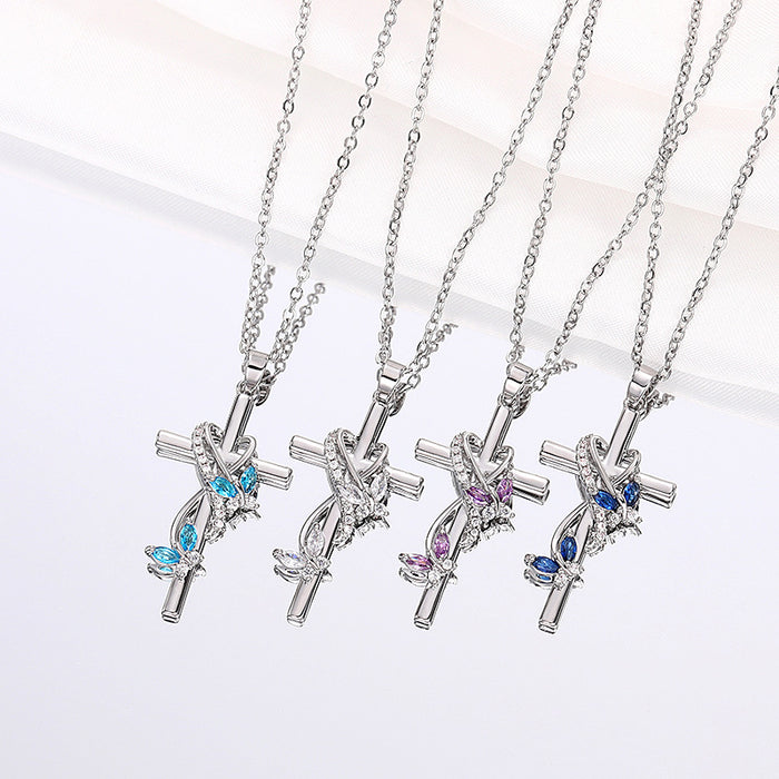 Animal butterfly cross necklace pastoral style necklace