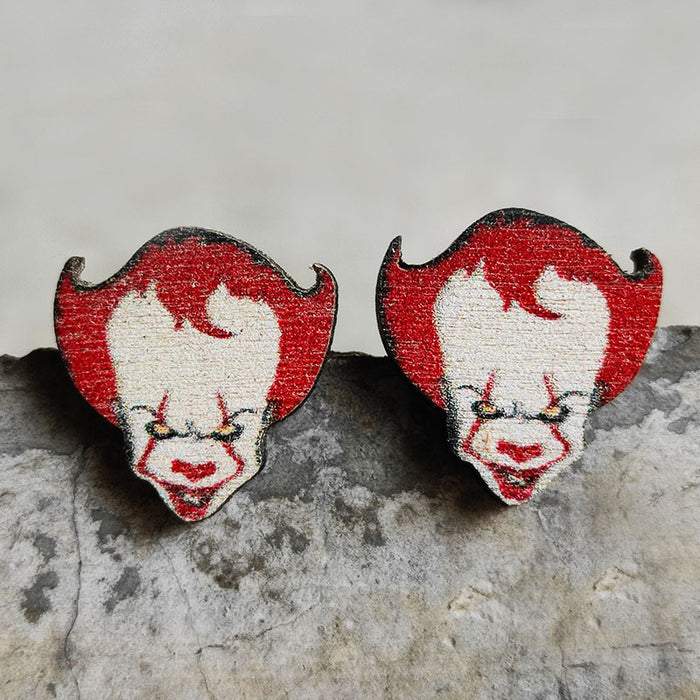 Wooden Halloween Horror Figure Earrings